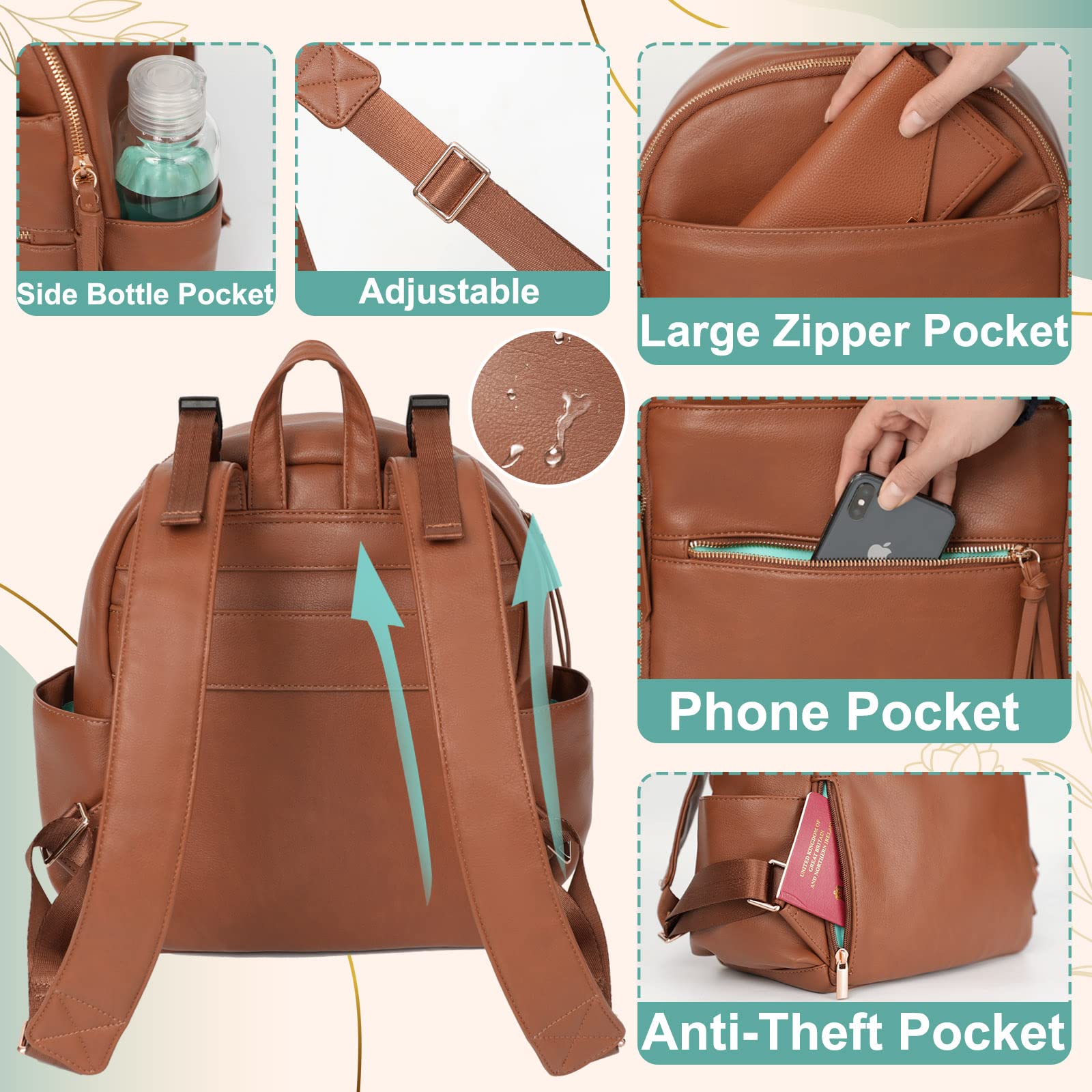 MOMINSIDE Small Diaper Bag Backpack - Mini Baby Diaper Bag with 2 Insulated Pockets & Stroller Straps | Perfect for Travel, Outings & Daily Use with Baby