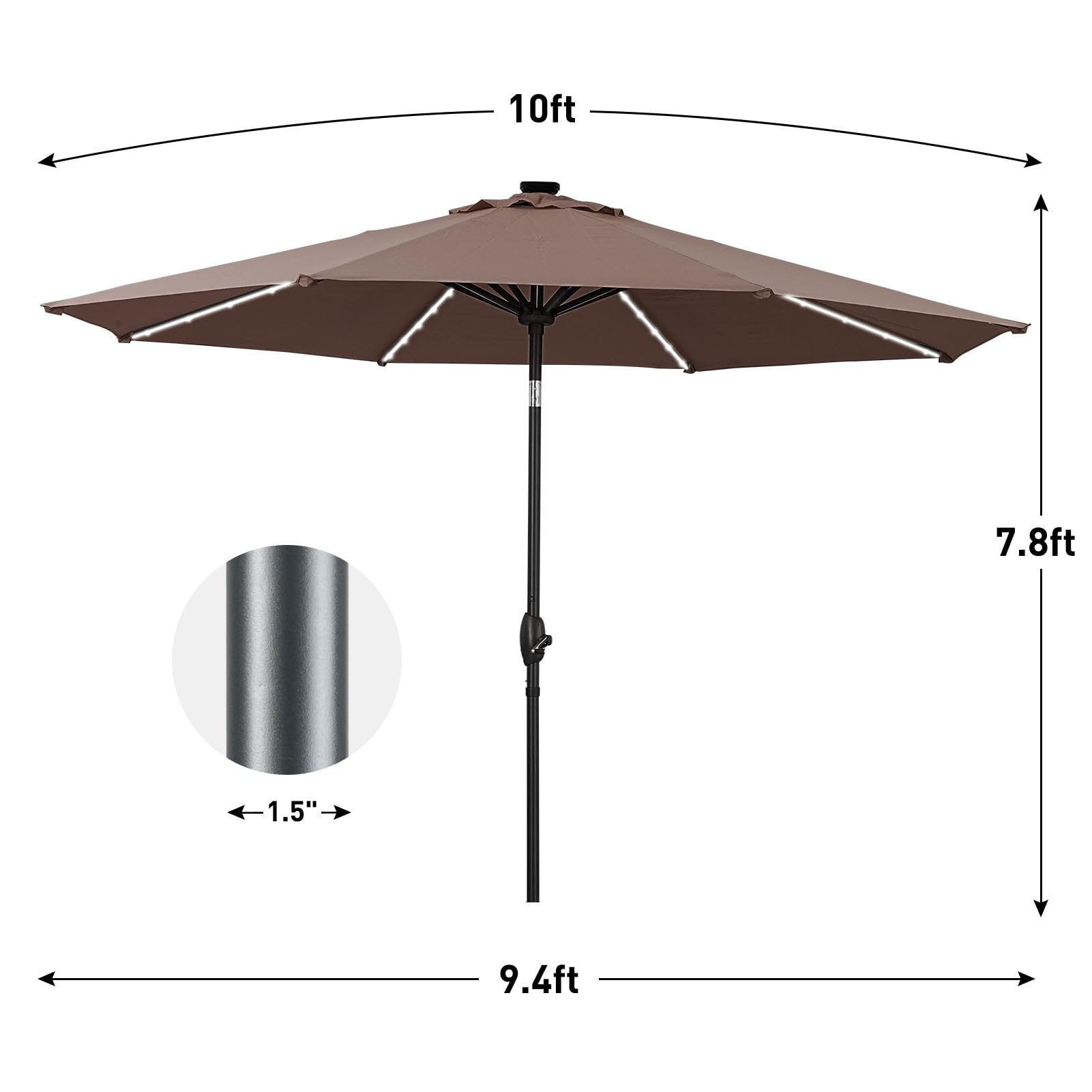 10ft Solar LED Patio Umbrella with Lights - Outdoor Cantilever Umbrella with Easy Crank & Tilt Mechanism for Garden, Poolside, Deck, Backyard - Perfect for Lounging, Dining & Outdoor Entertaining