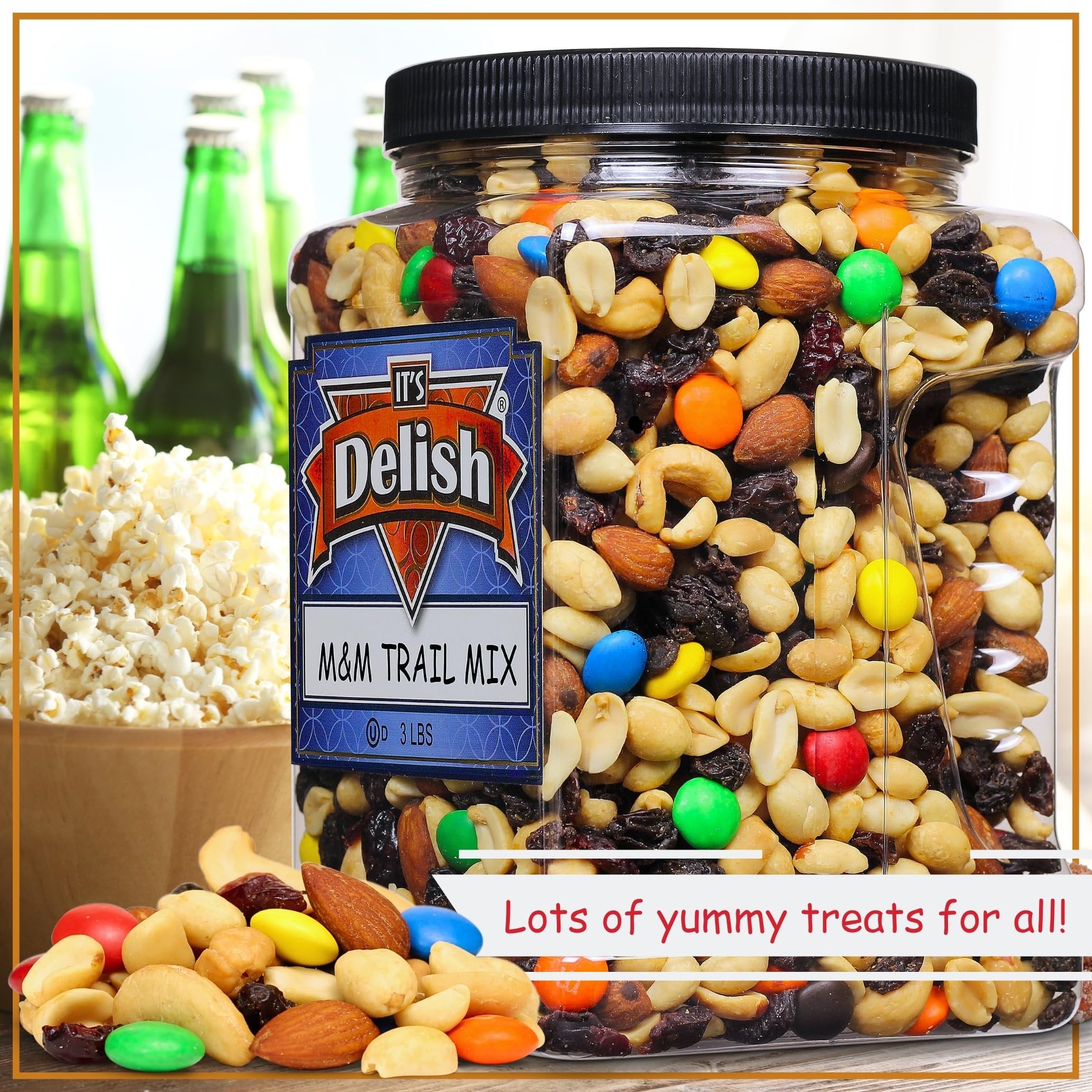 M&M's Classic Trail Mix Snacks - 3 Pound Bulk Resealable Container for Hiking, Camping & Office Snacking