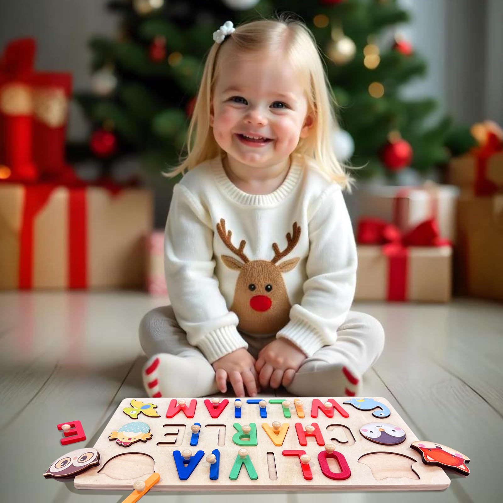 **Personalized Wooden Name Puzzles for Toddlers 1-3 Years - Custom Kids Learning Toys for Boys & Girls - Unique Baby Shower, Birthday & Christmas Gifts - Perfect for Early Education & Home Playtime**