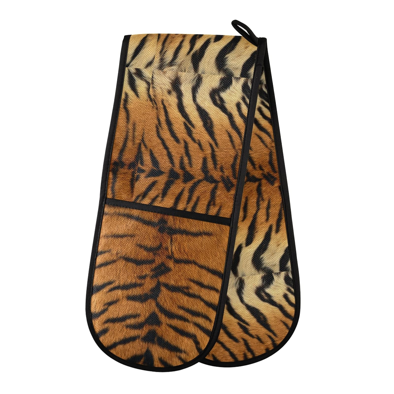 Heat Resistant Oven Mitts & Pot Holders Set - Realistic Tiger Skin Texture BBQ Gloves for Cooking, Baking, Grilling (35