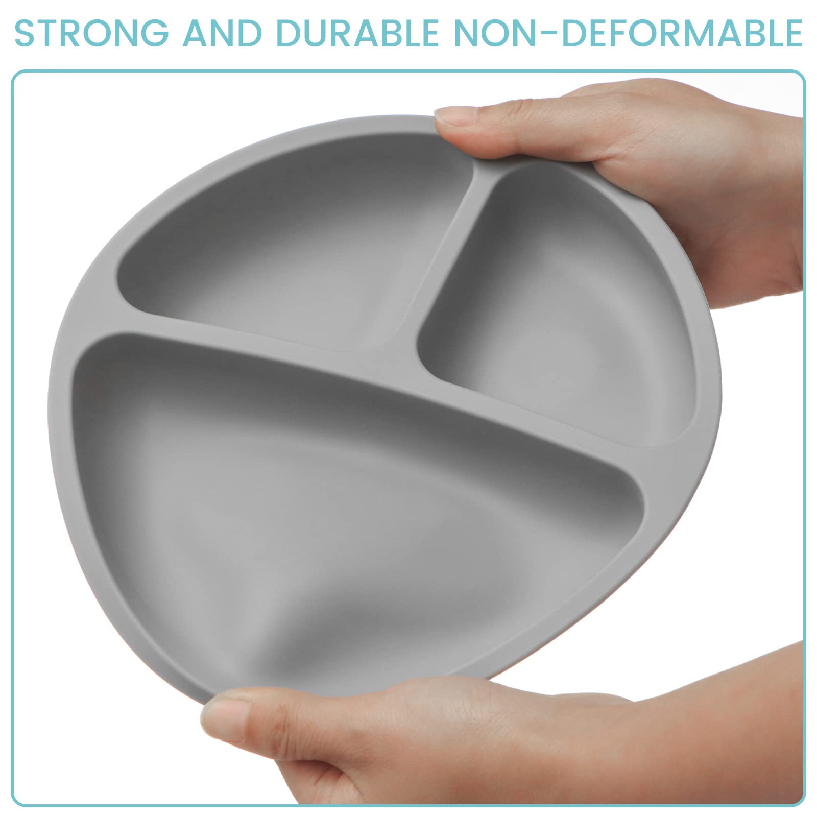 BPA-Free Divided Silicone Plates for Toddlers - 3-Pack Dishwasher, Microwave & Oven Safe Kids Plates with Suction Base | Perfect for Baby-Led Weaning, Daycare & Family Mealtime