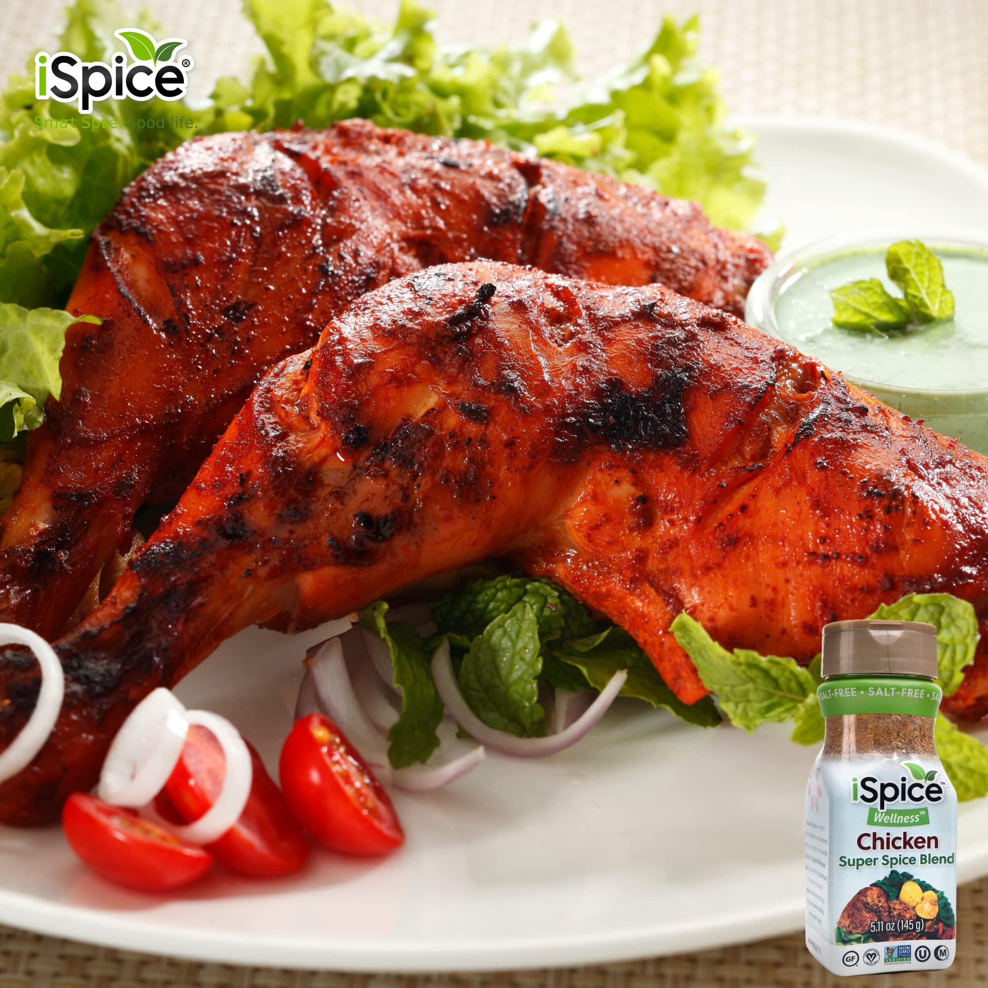 iSpice - Salt-Free, Sugar-Free, 100% Fat-Free Pure Wellness Chicken Super Spice Blend | All Natural Seasoning | Ready to Use | No Prep Needed | Perfect for Grilling, Roasting & Healthy Cooking