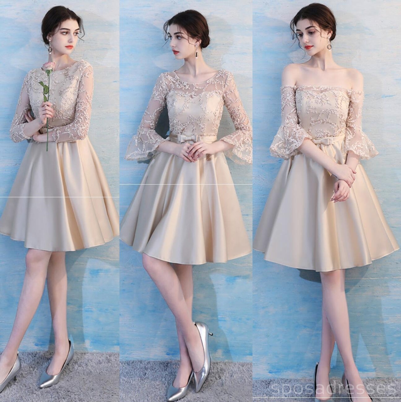 Custom Mismatched Short Lace Bridesmaid Dresses - Elegant Wedding Party Attire for Bridesmaids, WG501 | Perfect for Beach Weddings, Garden Parties & Formal Events