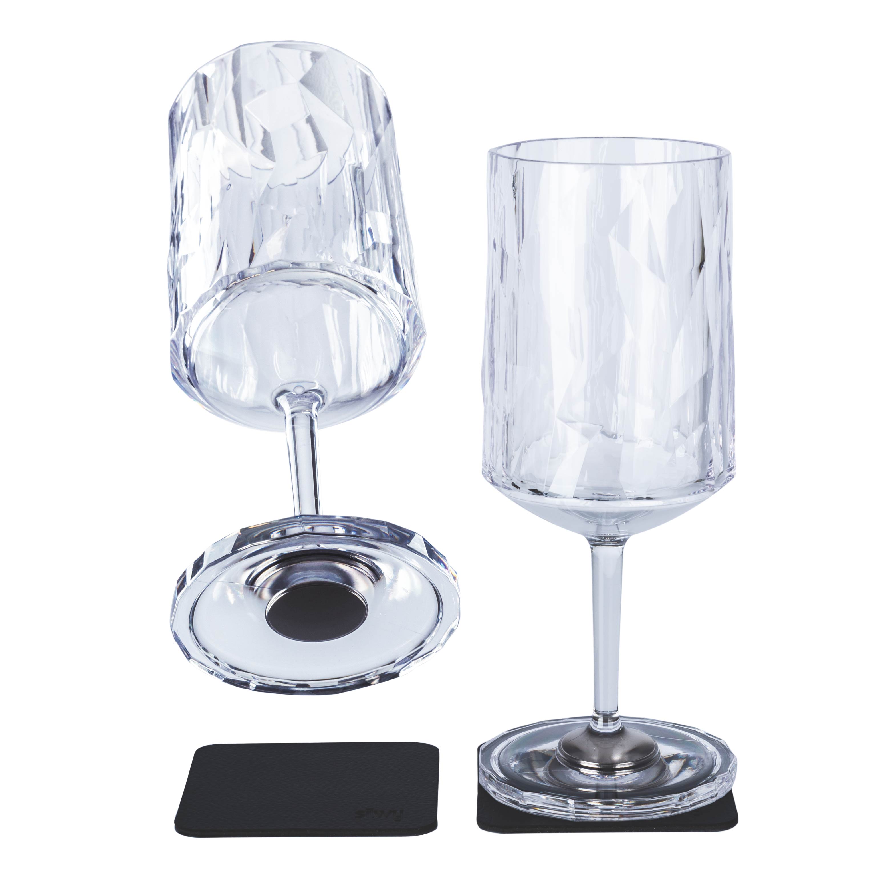 Premium 10oz Plastic Wine Glasses with Magnet Base - Shatterproof & Reusable for Outdoor Parties, Picnics, and Poolside Drinks