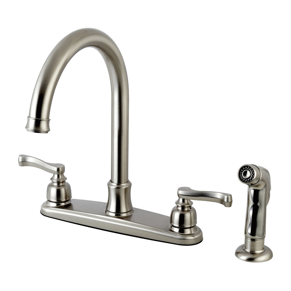 Kingston Brass FB7791FLSP Royale 8 Inch Centerset Kitchen Faucet with Pull Down Sprayer - Modern Design for Sink, Dishwashing & Food Prep