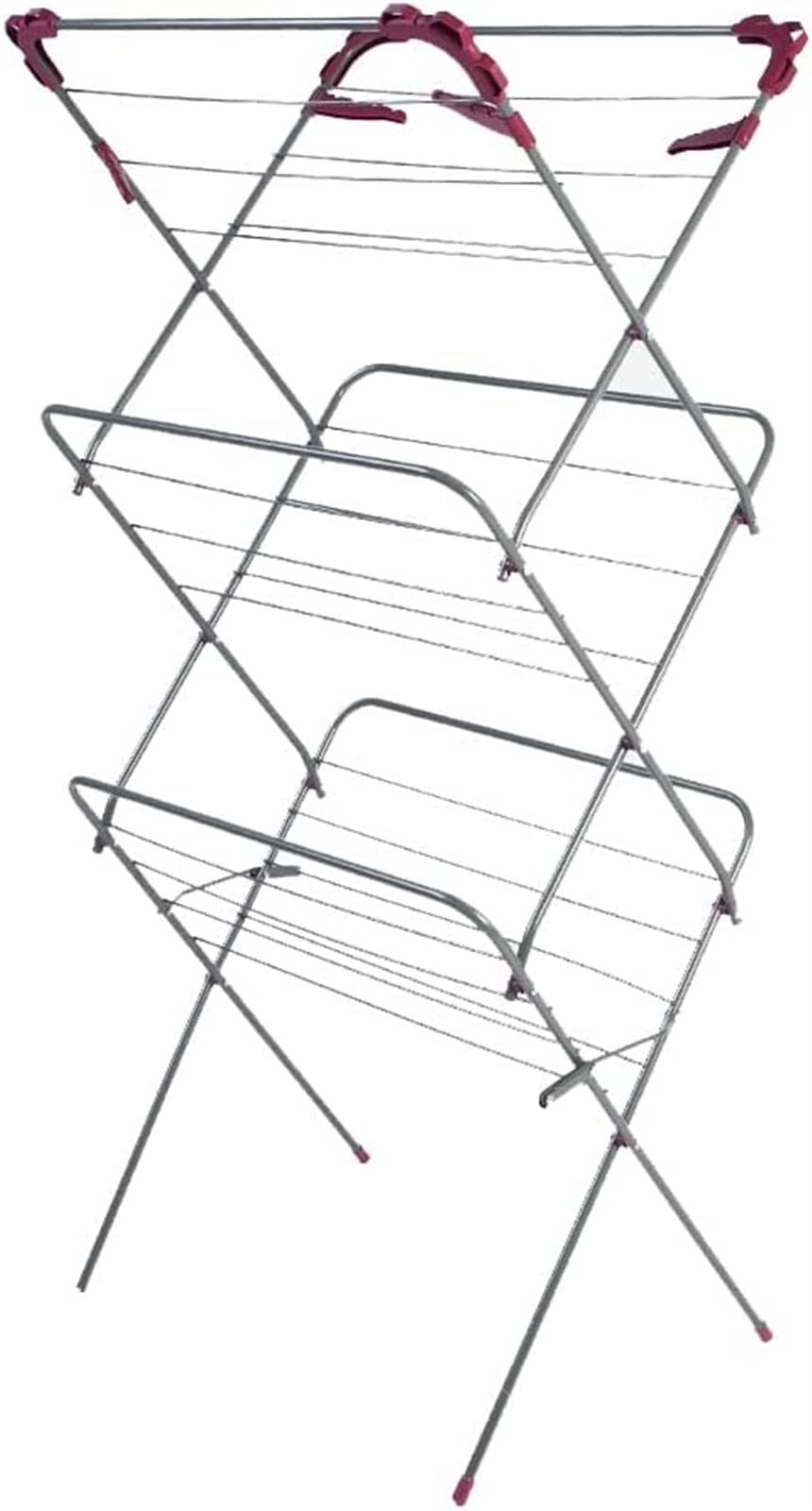 4 Hanging Arms 3-Tier Adjustable Clothes Drying Rack - Foldable Space Saving Laundry Organizer with Non-Slip Feet & Corner Hangers - Perfect for Small Apartments, Dorms, and Balconies