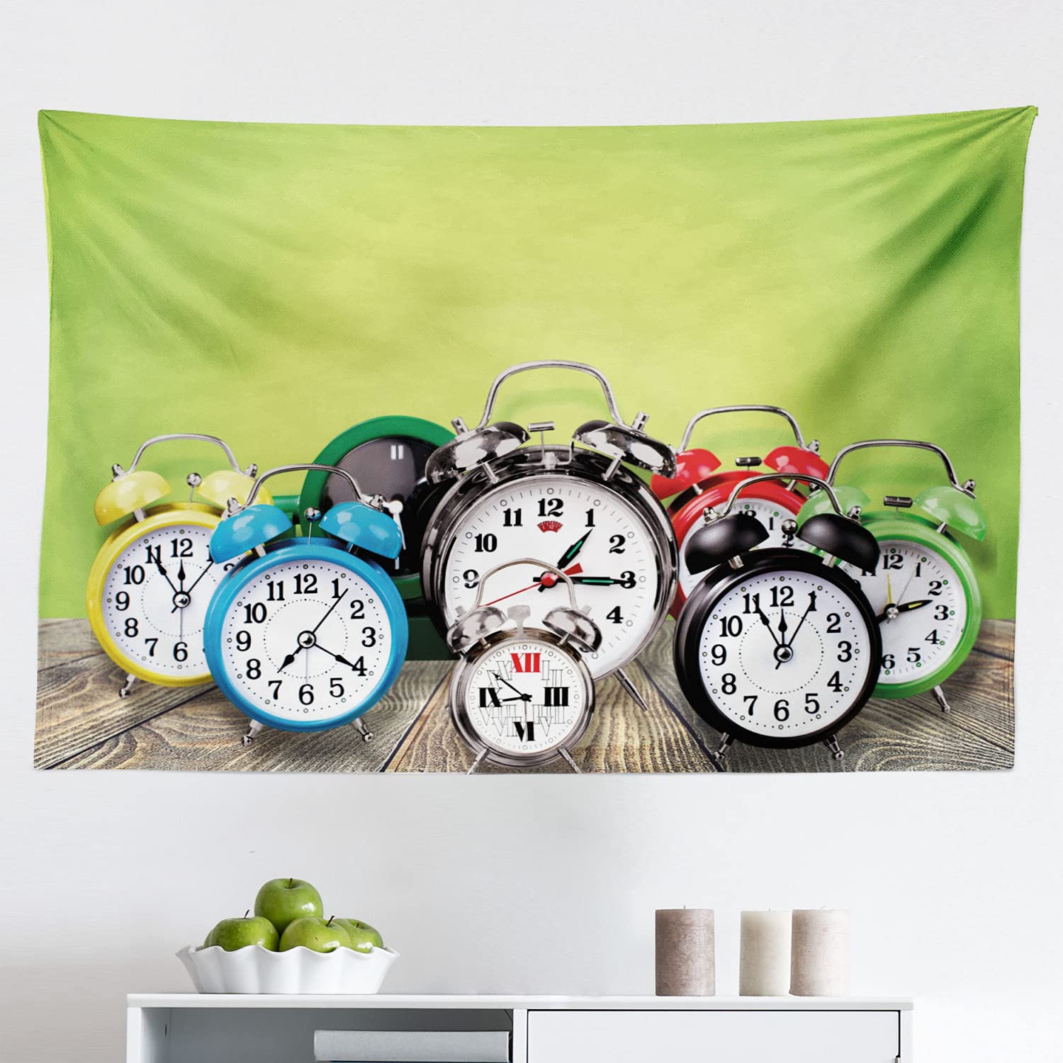 Ambesonne Vintage Alarm Clocks Tapestry - 45
