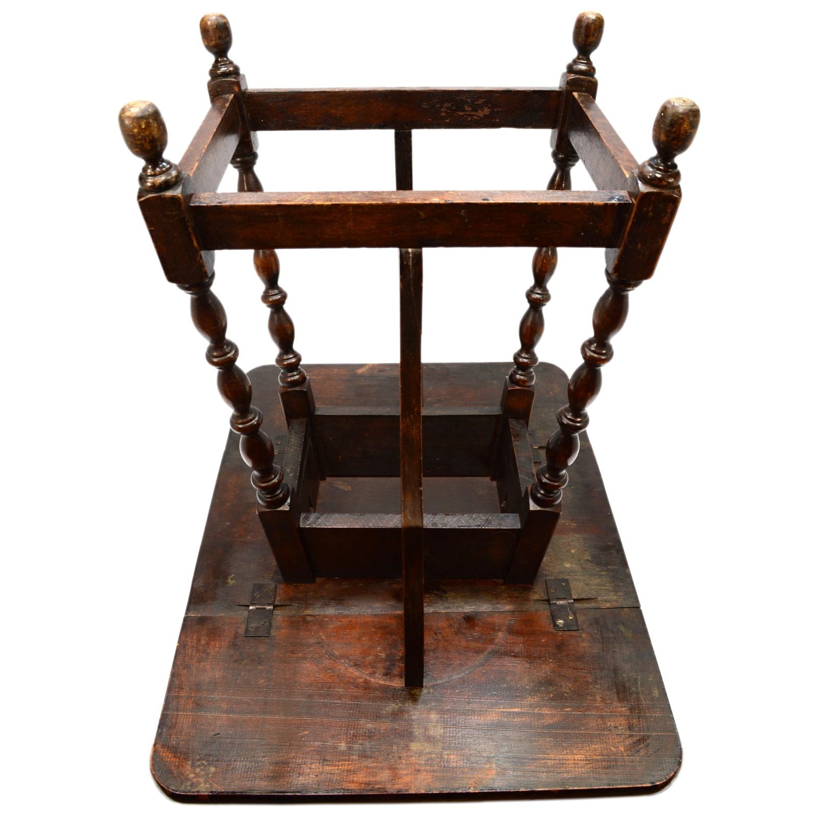 Antique 19th Century Hardwood Drop Leaf Side Table with Turned Gate Leg - Perfect for Living Room, Bedroom, or as Lamp/Plant Stand