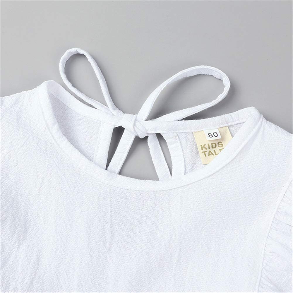 Baby Girls Short Sleeve Cotton Linen Shirt Dress with Bloomer Shorts - Cute Summer Outfit for Playdates & Family Photos