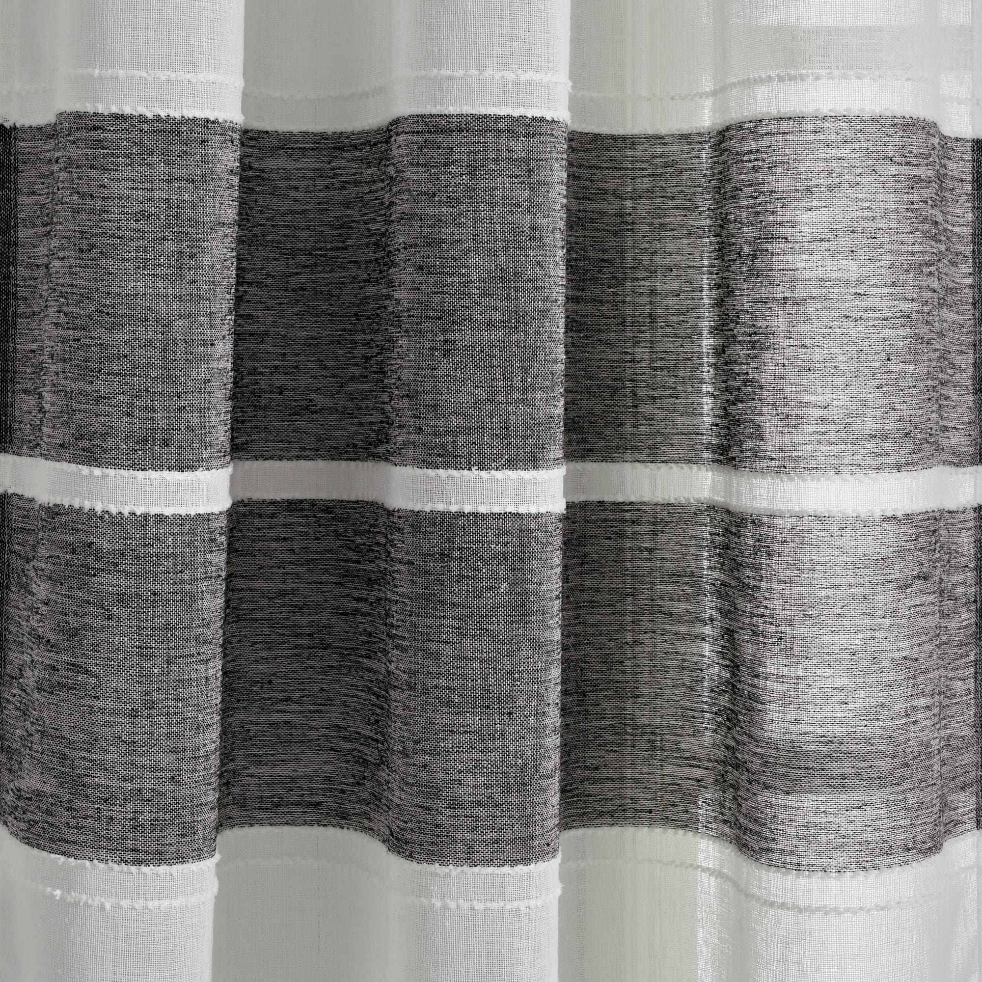 Textured Stripe Grommet Sheer Window Curtain Panel Set - Light Filtering Modern Drapes for Living Room, Bedroom & Office - 2 Panels 84 Inch Length