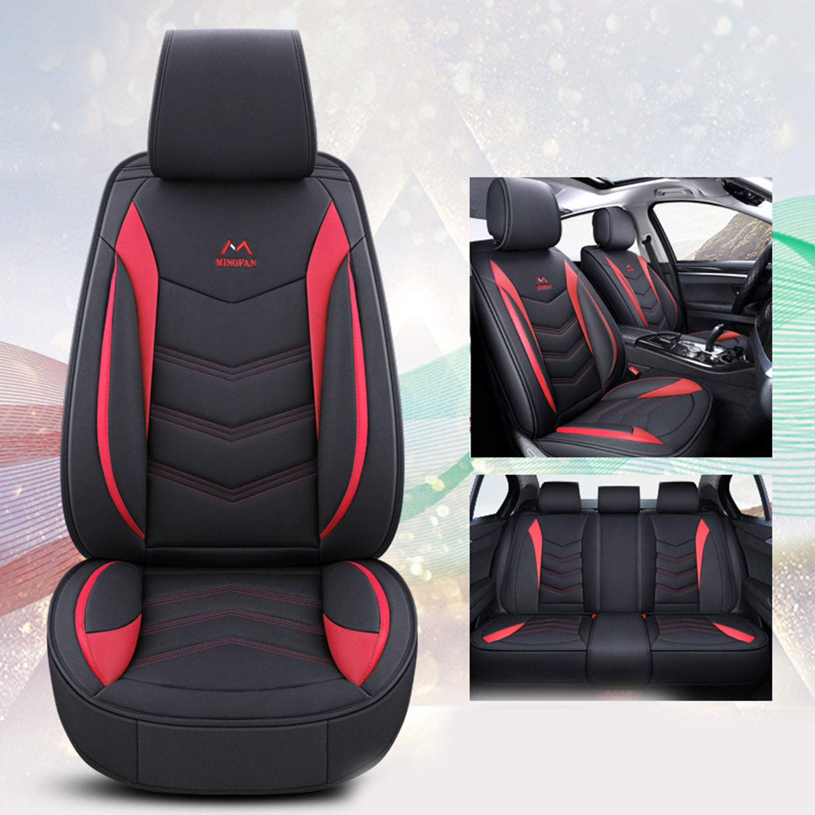 Premium Leatherette Car Seat Covers for Cars, SUVs & Trucks - Universal Fit Auto Interior Accessories (Red) | Durable Protection & Comfort for Daily Commute, Road Trips & Family Travel