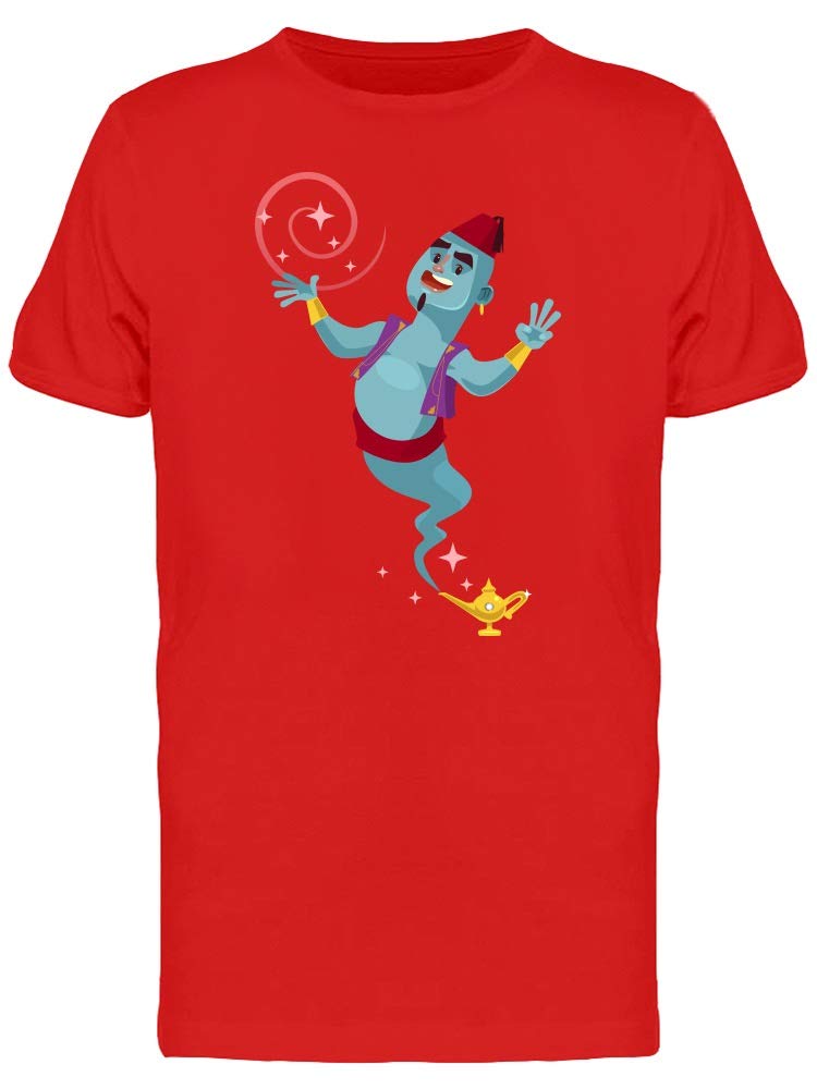 Happy Genie Lamp Cartoon T-Shirt for Men - Casual Graphic Tee for Disney Fans, Cosplay & Everyday Wear