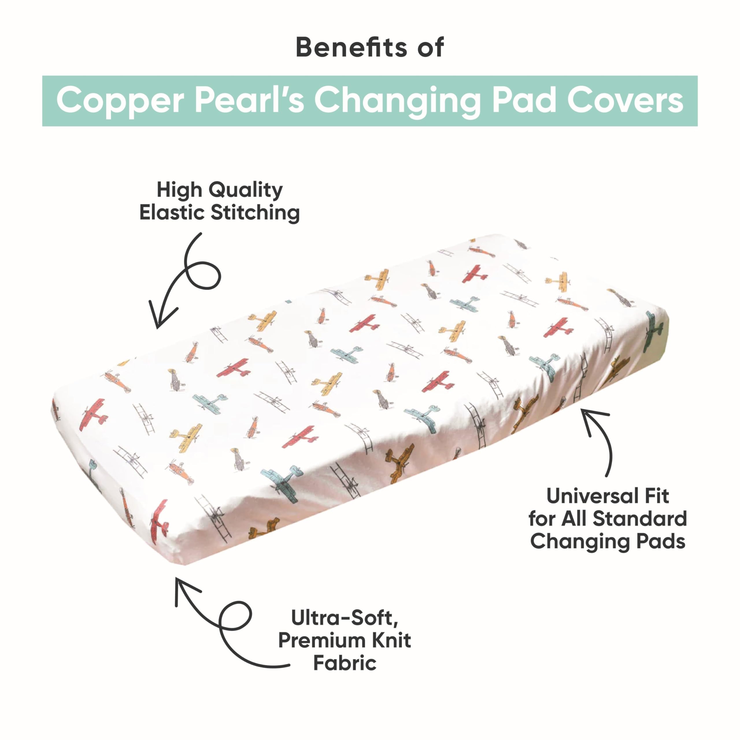 Premium Knit Diaper Changing Pad Cover - Soft & Absorbent Baby Changing Mat Cover - Autumn Pattern by Copper Pearl - Perfect for Nursery, Daycare & On-the-Go Diaper Changes