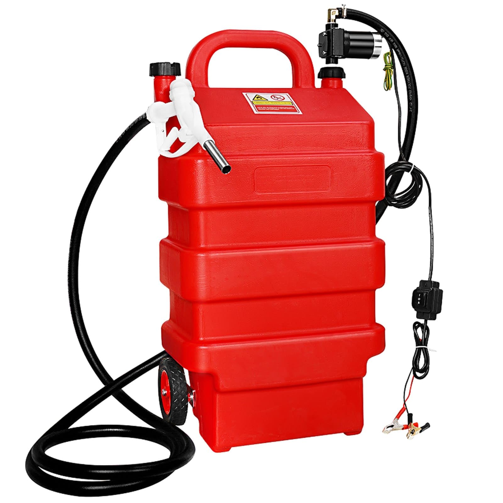 16 Gallon Portable Fuel Caddy Tank with Electric Pump - 3.7 GPM Flow Rate, Wheels & 6.6ft Hose - Heavy Duty Gasoline/Diesel Transfer Container for Trucks, Tractors, Generators - Ideal for Farm, Construction & Emergency Fuel Storage