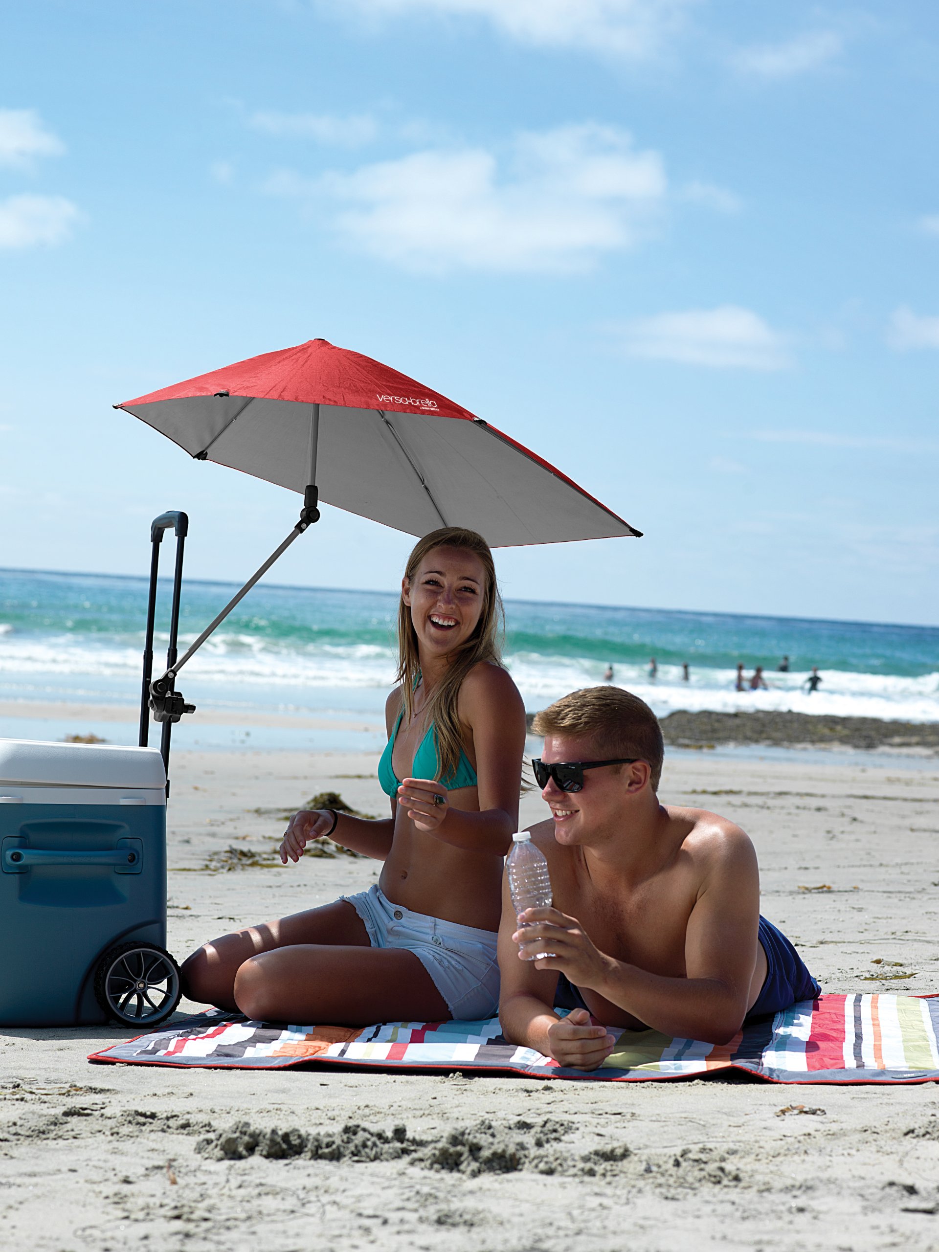 Versa-Brella UPF 50+ Portable Sun Shade Umbrella with 360° Swivel & Secure Clamp - Compact Outdoor Sun Protection for Beach, Golf, Fishing, Camping & Sports Events - Includes Carry Case