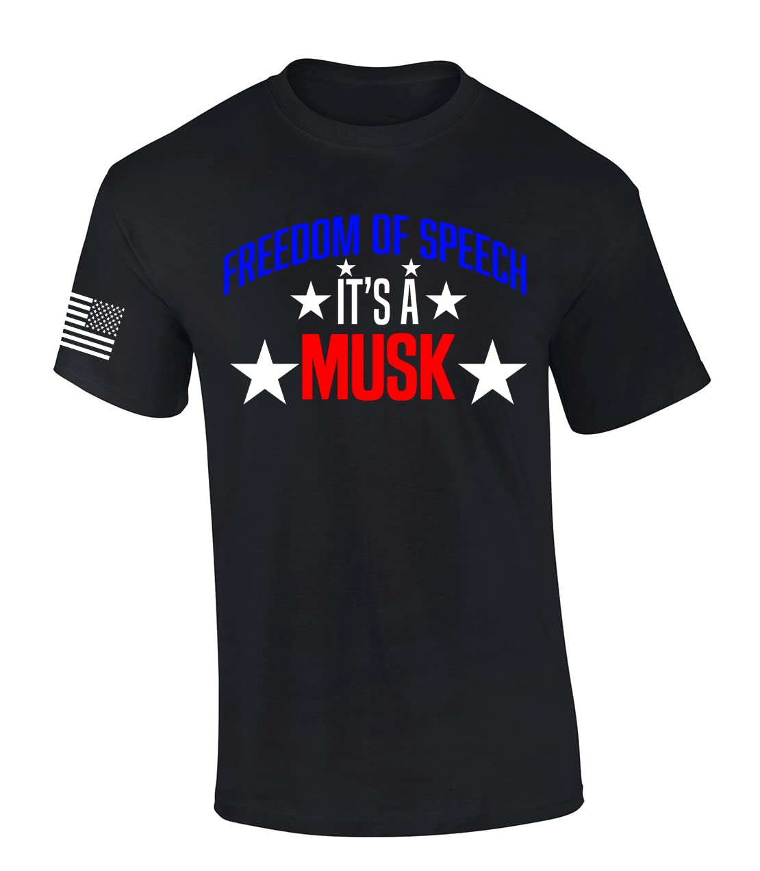 Men's Patriotic T-Shirt - Freedom of Speech Elon Musk Graphic Tee with Stars | Short Sleeve Casual Shirt for Fourth of July, Political Rallies & Everyday Wear