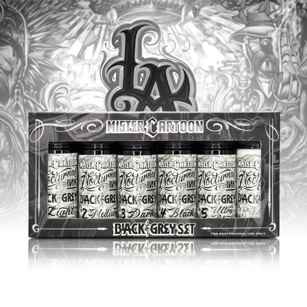 Eternal Bishop x Mister Cartoon Premium Tattoo Ink Set - Professional Tattoo Artist Supplies for Black & Grey Tattoos, Perfect for Tattoo Studios and Home Artists