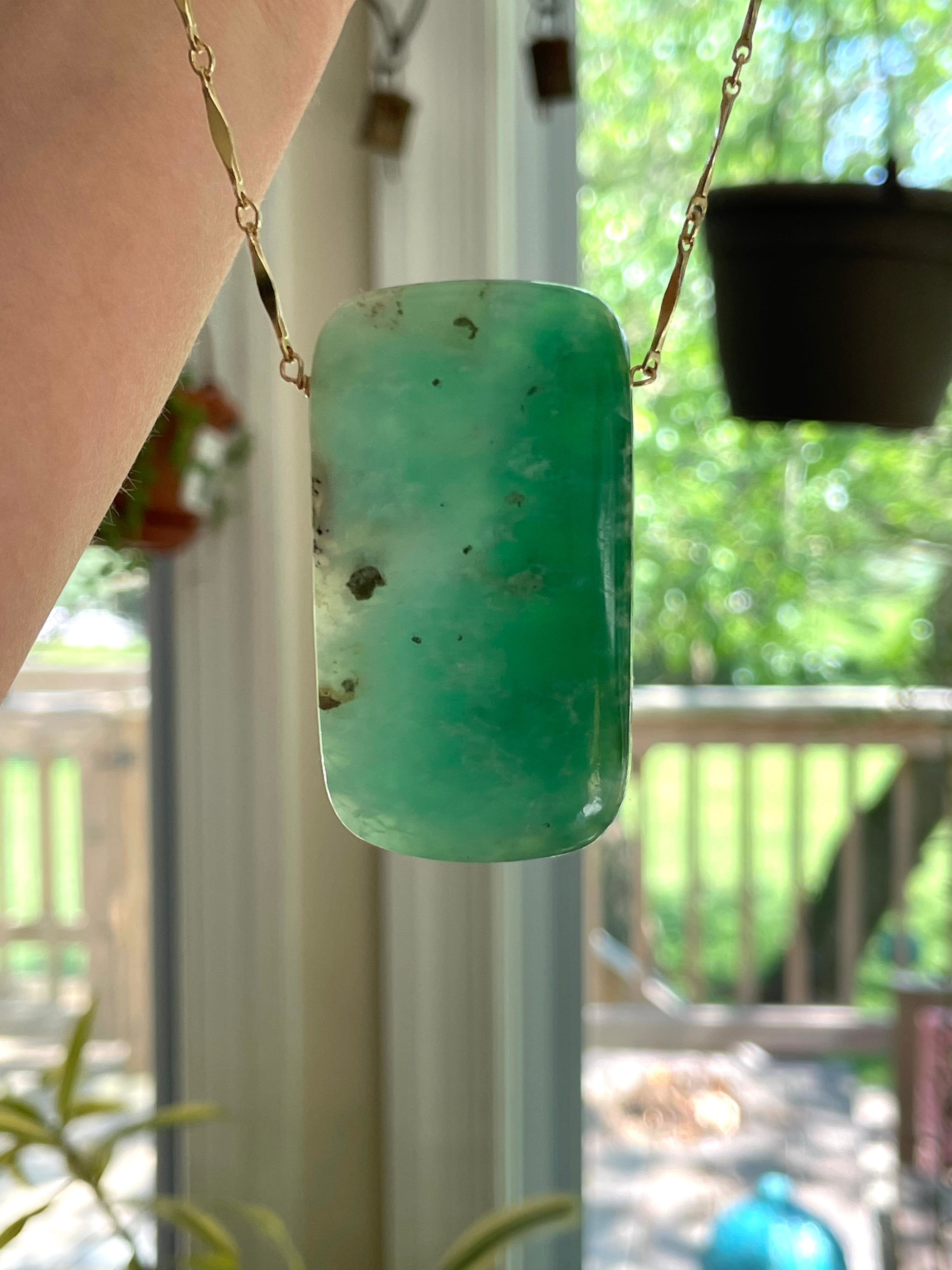 Extra Large Chrysoprase Crystal Necklace - 18