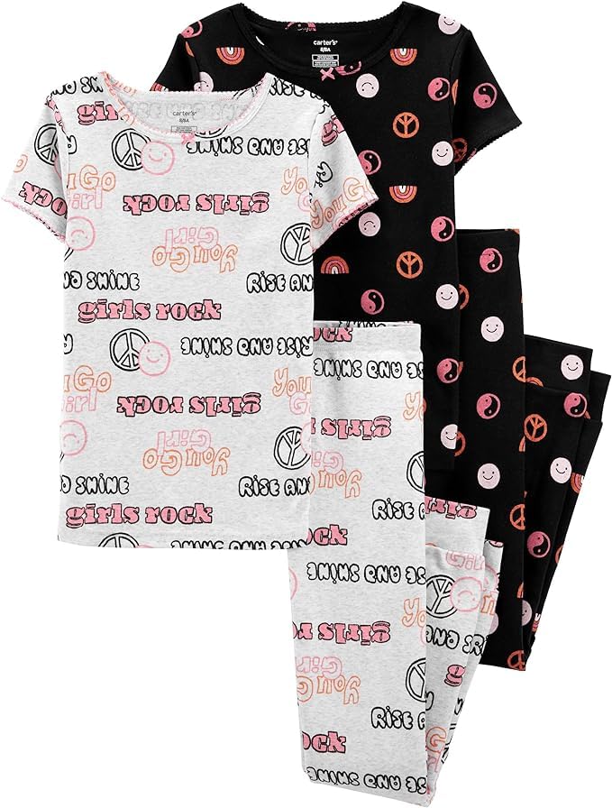 Carter's Baby Girls 4-Piece Cotton Outfit Set | Soft & Comfortable Toddler Clothes | Perfect for Playtime, Daycare & Family Photos