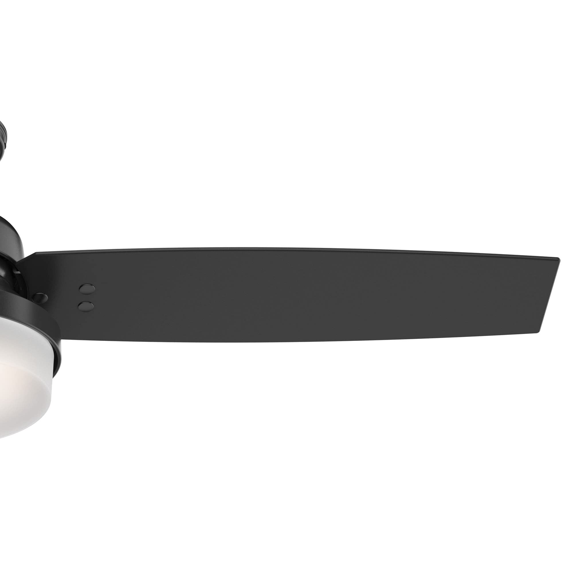Hunter Fan 52 Inch Matte Black Ceiling Fan with Light Kit & Remote Control - Indoor Cooling for Bedroom, Living Room, Office (Renewed)