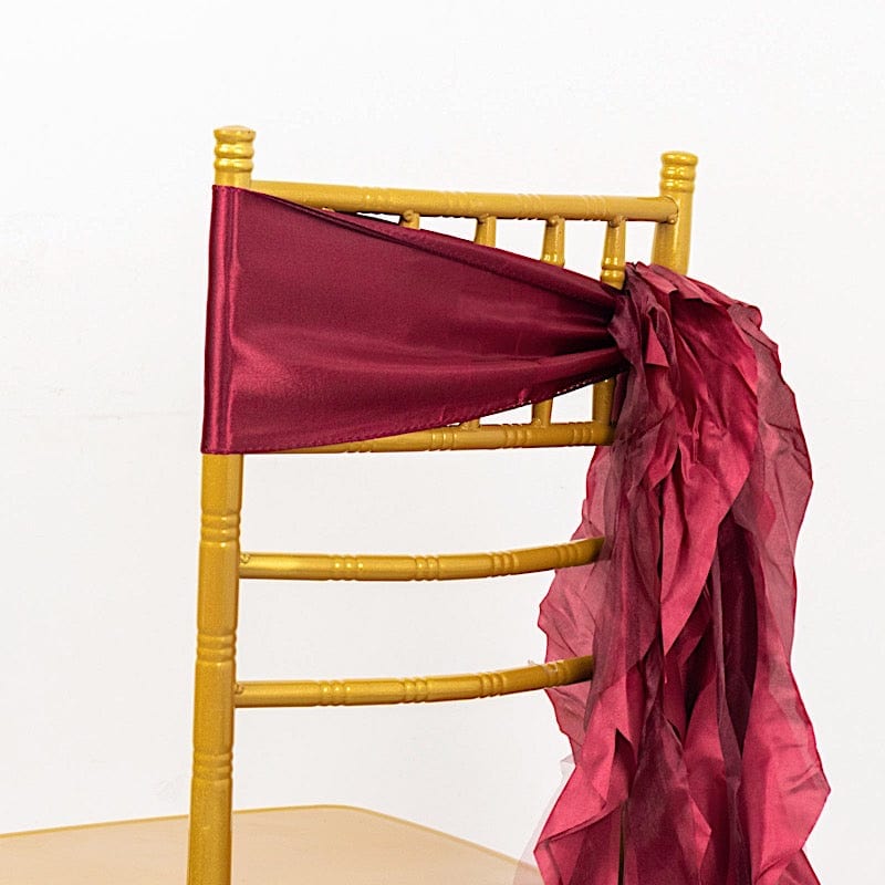 5 Pack Curly Willow Chiffon Satin Chair Sashes - Elegant Wedding Decor, Bridal Shower & Party Chair Ribbons for Banquet, Reception, and Special Events