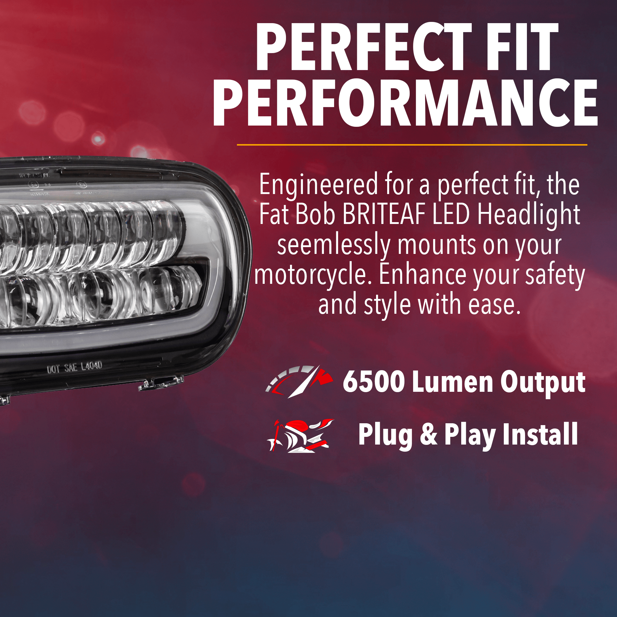 Eagle Lights BRITE AF LED Headlight for 2008-2023 Harley Davidson Fat Bob - High Performance Motorcycle Headlamp for Night Riding & Enhanced Visibility