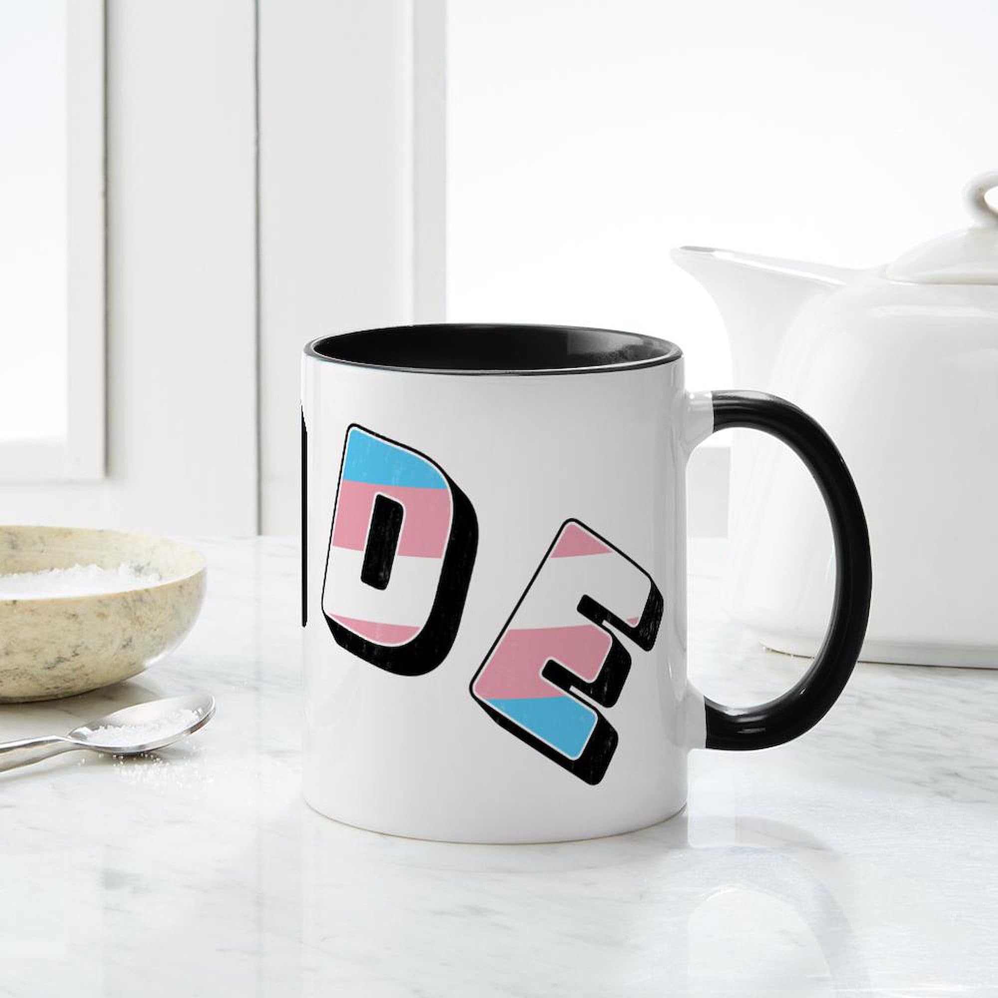 Trans Pride 11 oz Ceramic Coffee Mug (325 ml) - LGBTQ+ Rainbow Themed Cup for Hot & Cold Drinks - Perfect for Home, Office, or Pride Events