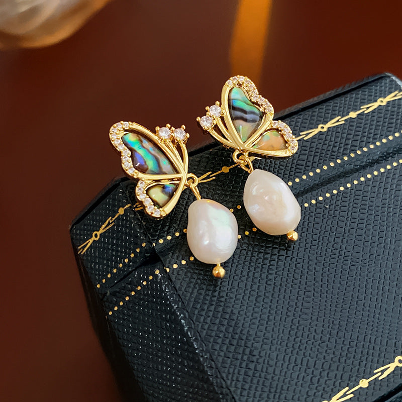 Baroque Freshwater Pearl Butterfly Drop Earrings for Women | Elegant Dangle Earrings with Unique Baroque Pearls | Perfect for Weddings, Parties & Special Occasions