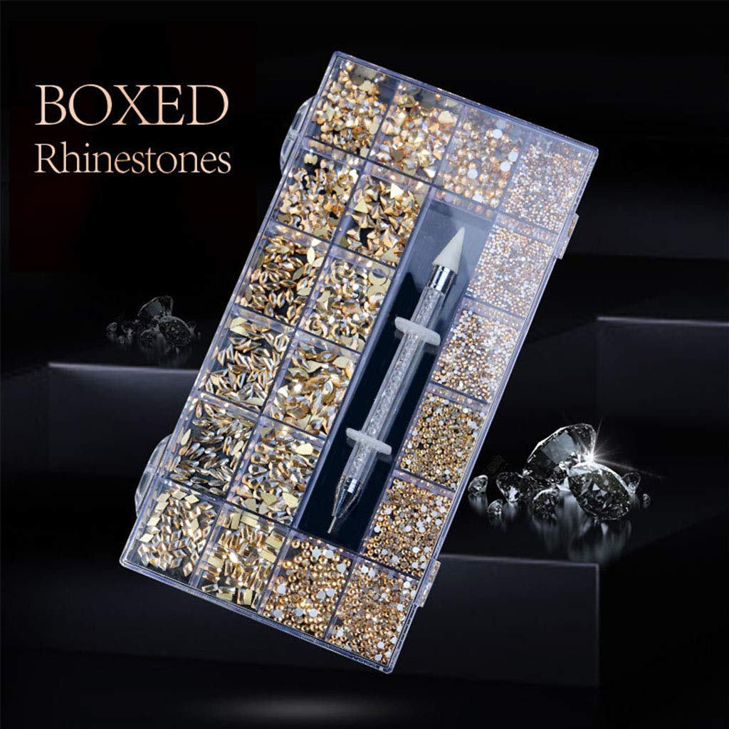 Professional Nail Rhinestones Kit - Multi-Shaped Glass Crystal AB Rhinestones for Nail Art Designs | Perfect for DIY Manicures, Salon Nail Decorations & Gift Sets