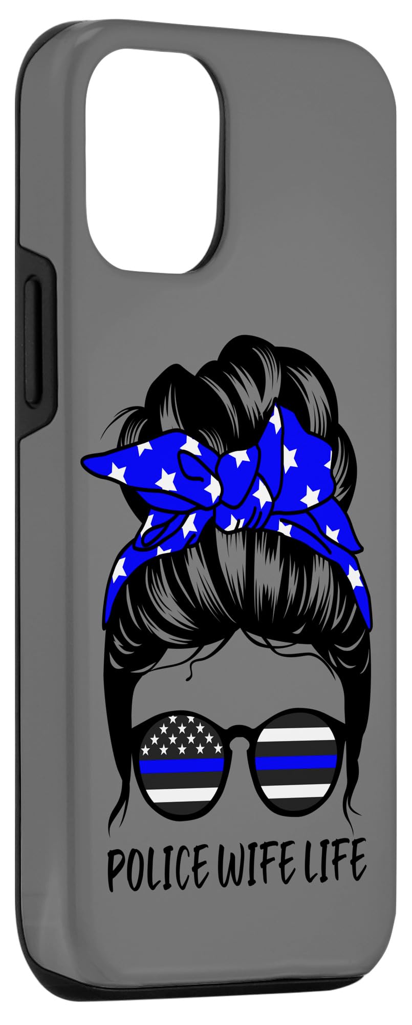 Funny Police Wife iPhone 12/12 Pro Case - Cute Messy Bun Hair Design - Perfect for Law Enforcement Spouses, First Responder Families & Police Appreciation Gifts