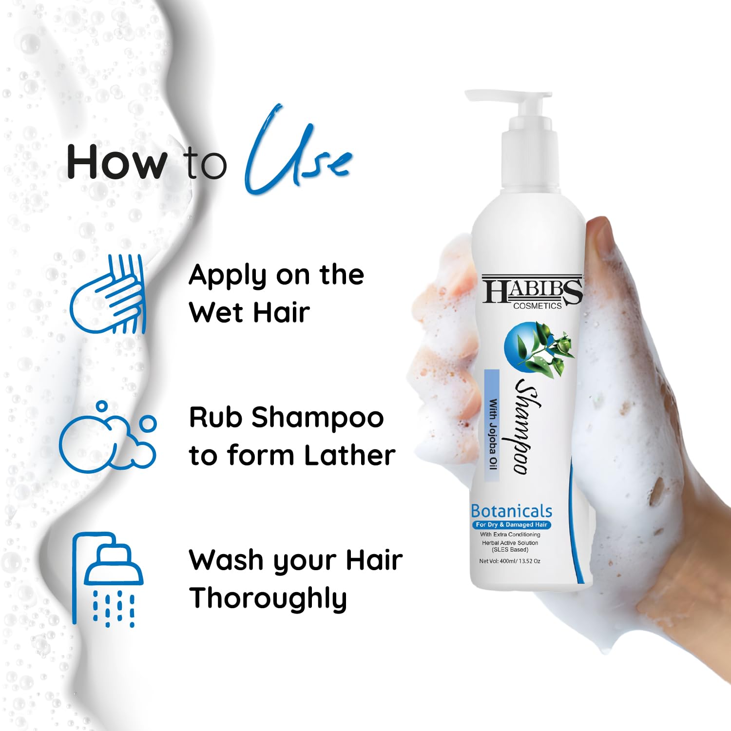 HABIBS COSMETICS Repairing Shampoo & Conditioner Set for Dry Damaged Hair - 200ml Jojoba Oil Shampoo & Wheat Germ Conditioner - Natural Hydrating Formula for Soft Smooth Hair - Men & Women - Perfect for Daily Hair Care & Salon-Quality Results at Home