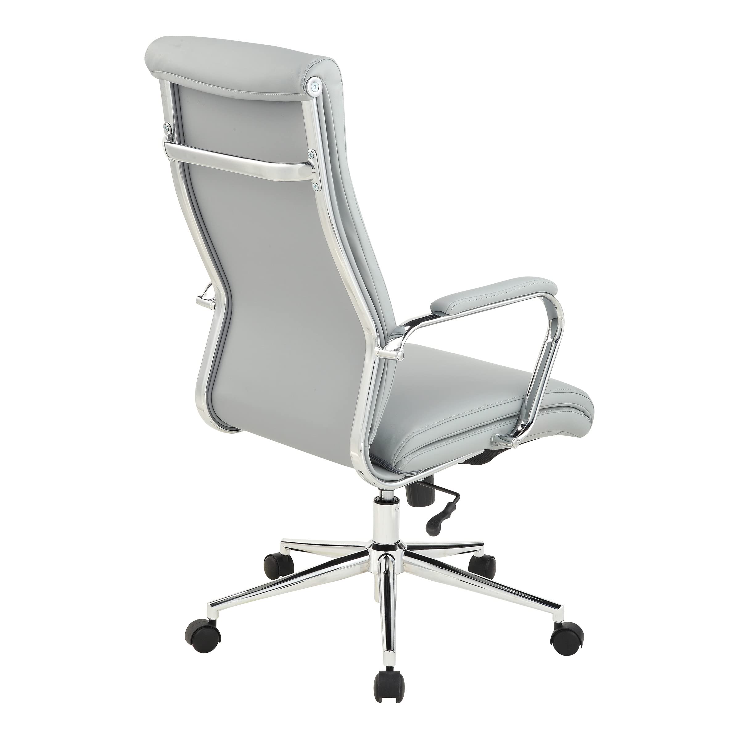 Office Star Antimicrobial High-Back Adjustable Manager's Office Chair with Chrome Base & Dillon Steel Fabric - Ergonomic Desk Chair for Home & Professional Workspaces