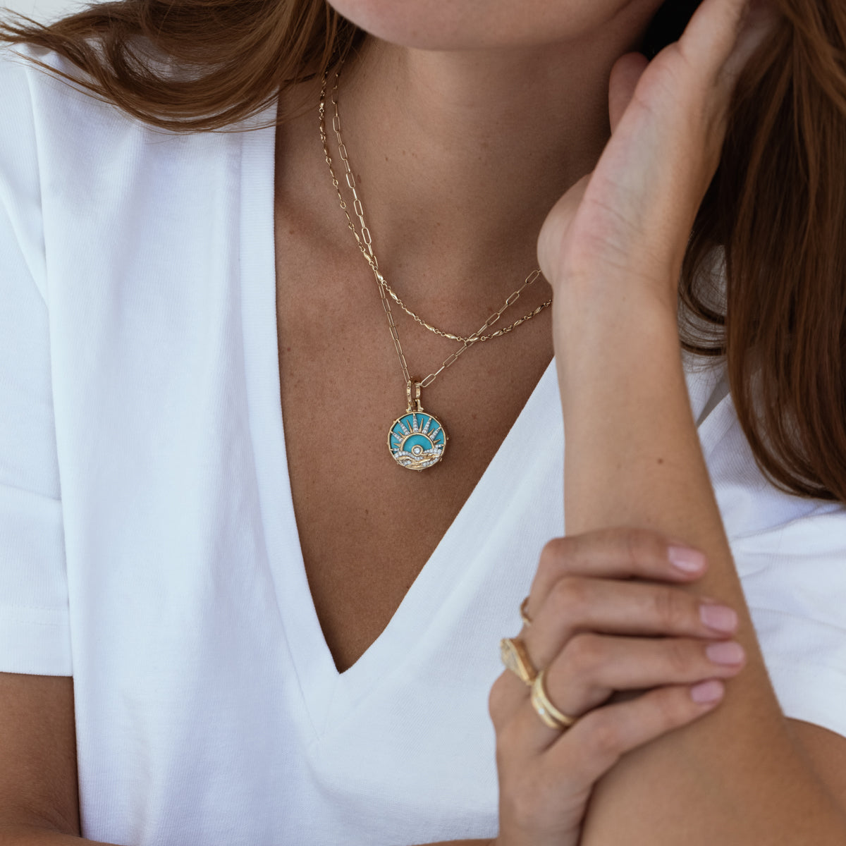 Night & Day Pendant Necklace - Elegant Two-Tone Jewelry for Women - Perfect for Date Nights & Office Wear