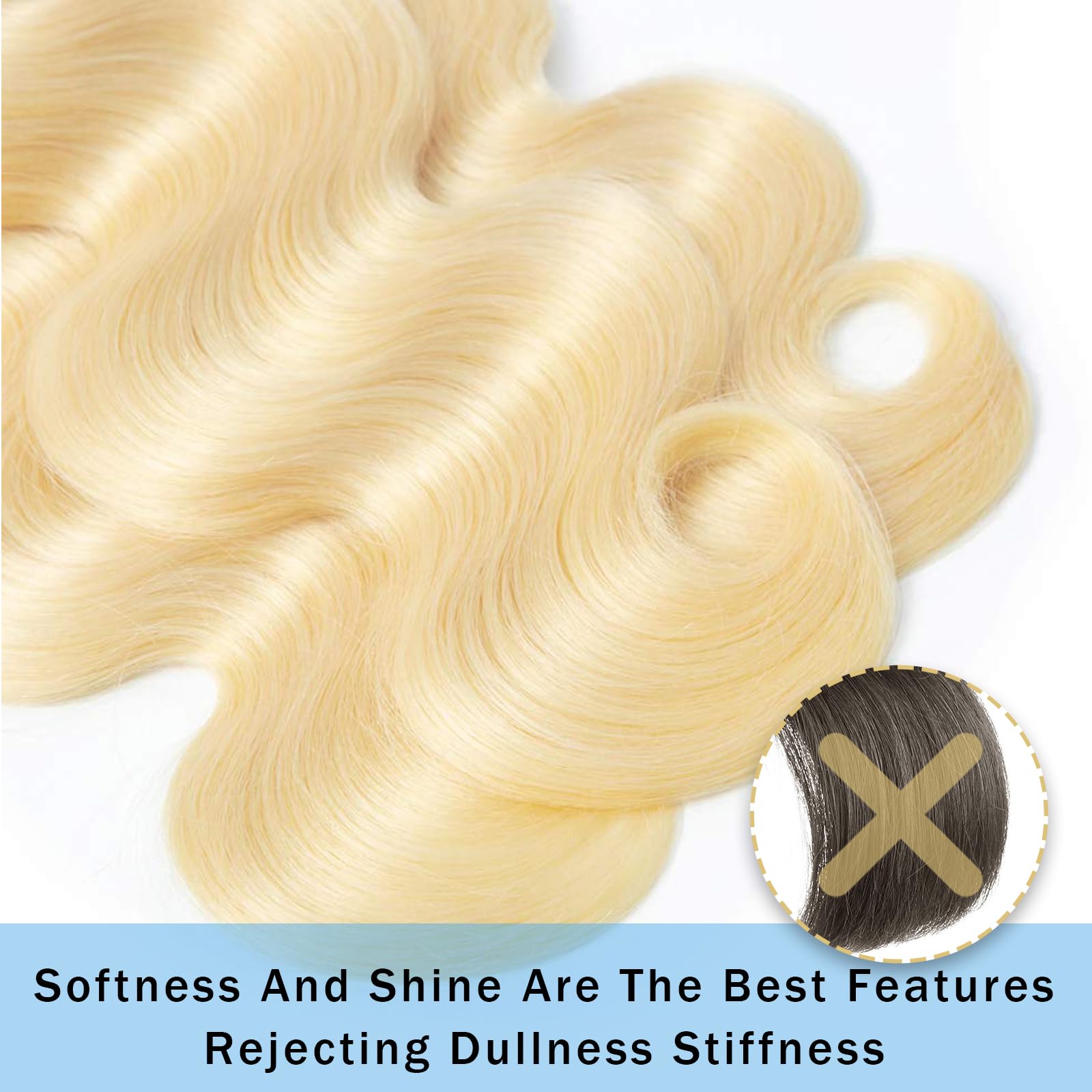 12A 613 Honey Blonde Human Hair Bundles 22 24 26 Inch - 100% Brazilian Virgin Hair Extensions Body Wave 3 Bundles for Women - Perfect for Weaving, Styling, and Everyday Wear