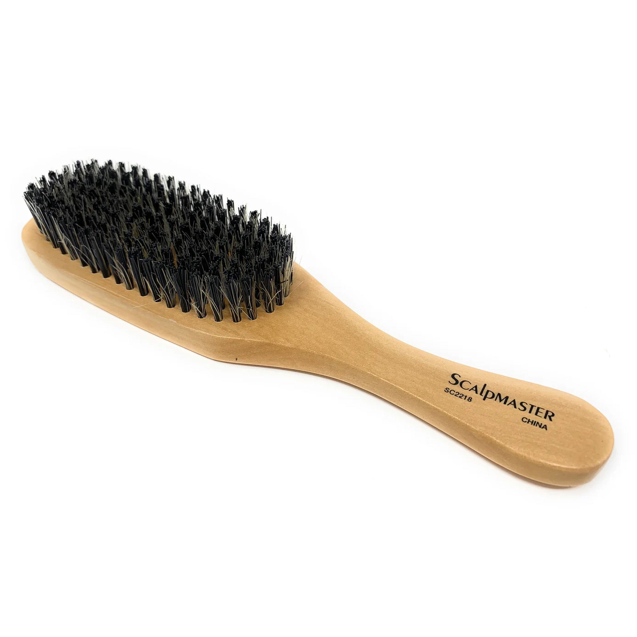 Scalpmaster Club Hair Brush for Waves & Curls - Curved Oval Palm Brush with Boar Bristles & Natural Wood - Perfect for Styling, Detangling & Smoothing Hair at Home or Salon