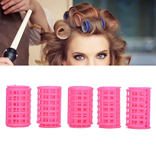 5 Pcs Self Grip Hair Curlers Set - Plastic No Heat Hair Rollers for Salon & Home Use - Perfect for Creating Beach Waves, Curls & Updos
