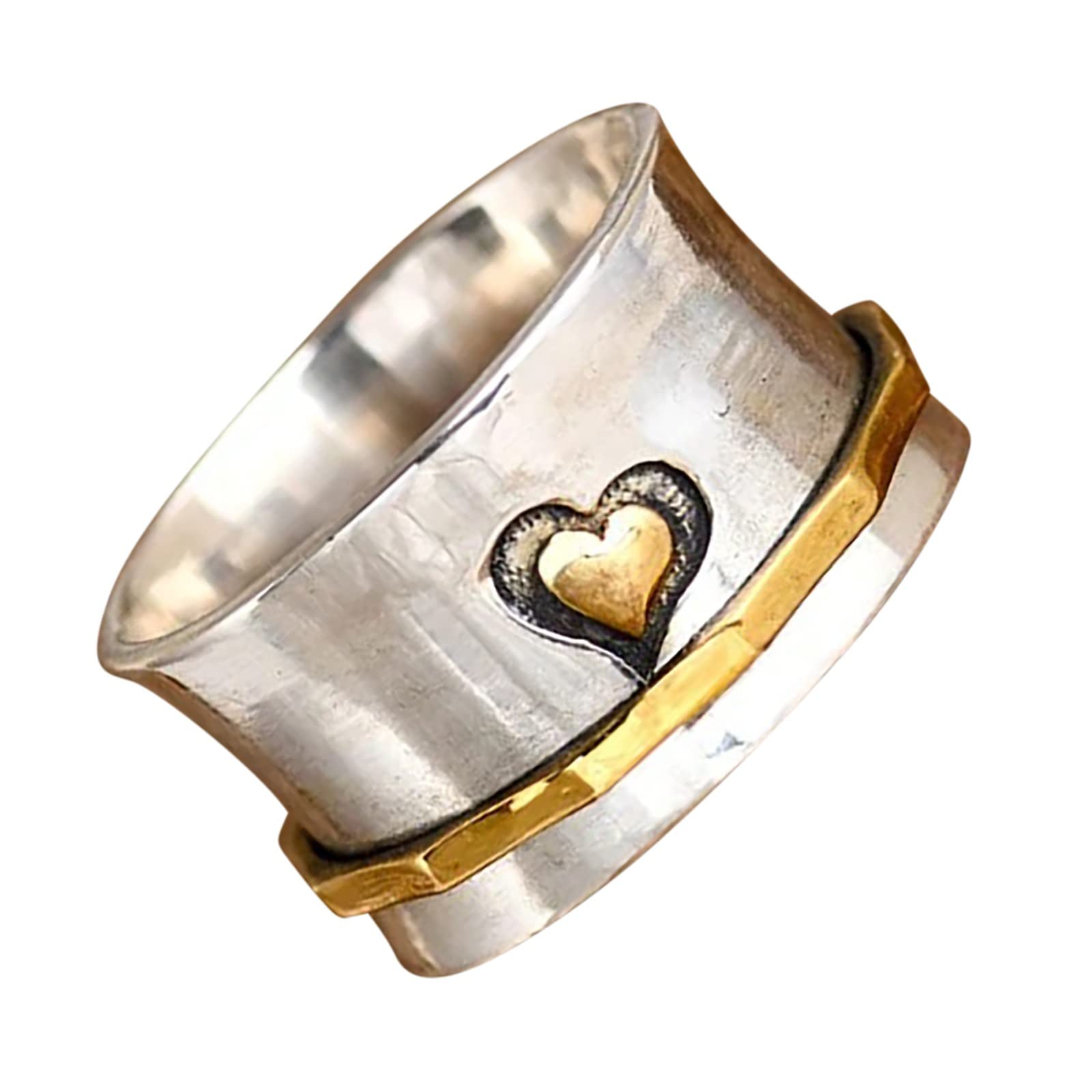 Vintage Heart Spinner Ring for Women & Men - 24 Pack Stress Relief Fidget Rings with Sparkling Crystals - Adjustable Size for Anxiety Relief, Perfect for Gifts, Parties, and Everyday Wear