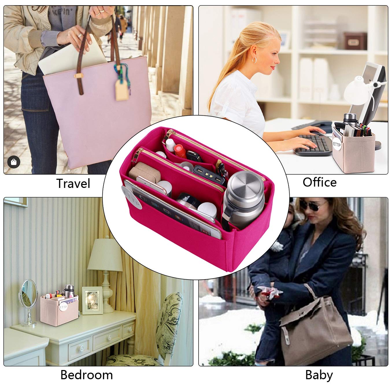 LV Speedy Neverfull Tote Handbag Organizer Insert - 5 Sizes Felt Purse Shaper & Bag Organizer for Women | Perfect for Travel, Work & Daily Use