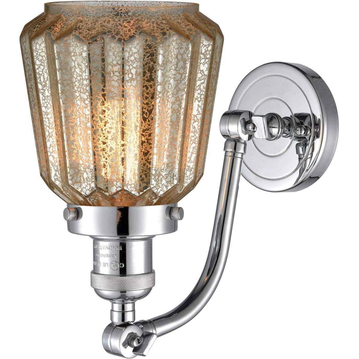 Vintage Dimmable LED Wall Sconce Light Fixture - Polished Chrome Finish - 1 Light Bathroom Vanity or Bedroom Lighting - Innovations 515-1W-PC-G146-LED