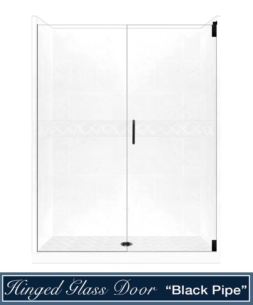 60 Alcove Natural Buff Sistine Stone & Diamond Stone Accent DIY Shower Remodel Kit - Easy Bathroom Upgrade for Home Renovation Projects
