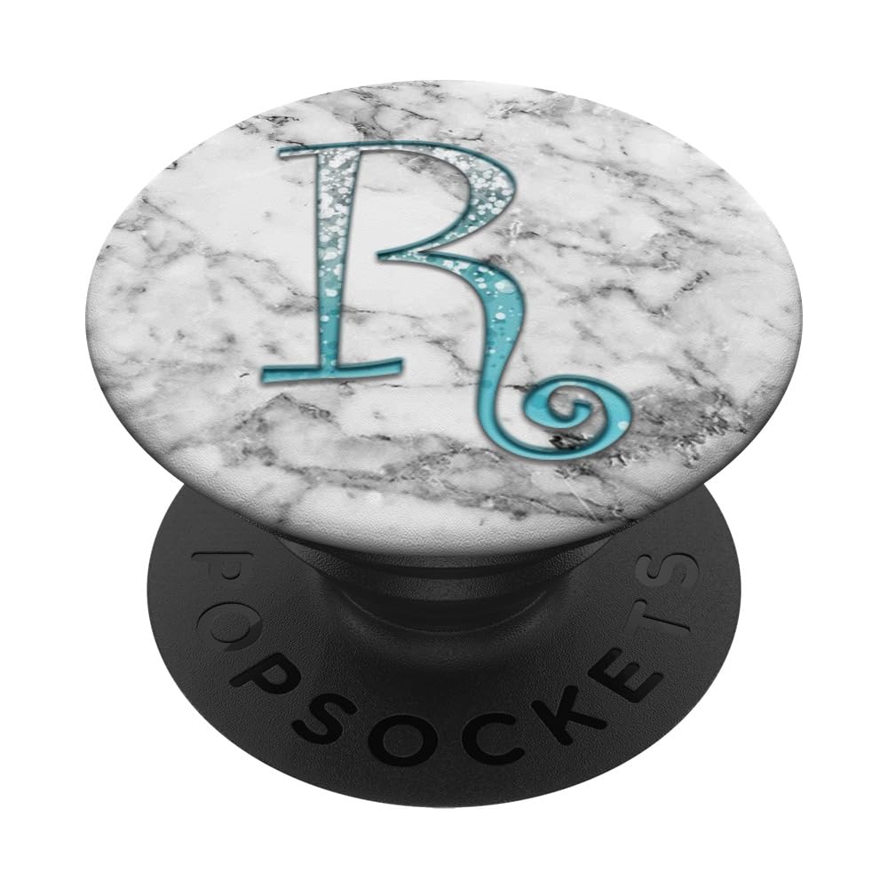 Light Blue Letter R Phone Grip - Monogram PopSocket Adhesive PopGrip for iPhone Samsung - Perfect for Work Travel Selfies