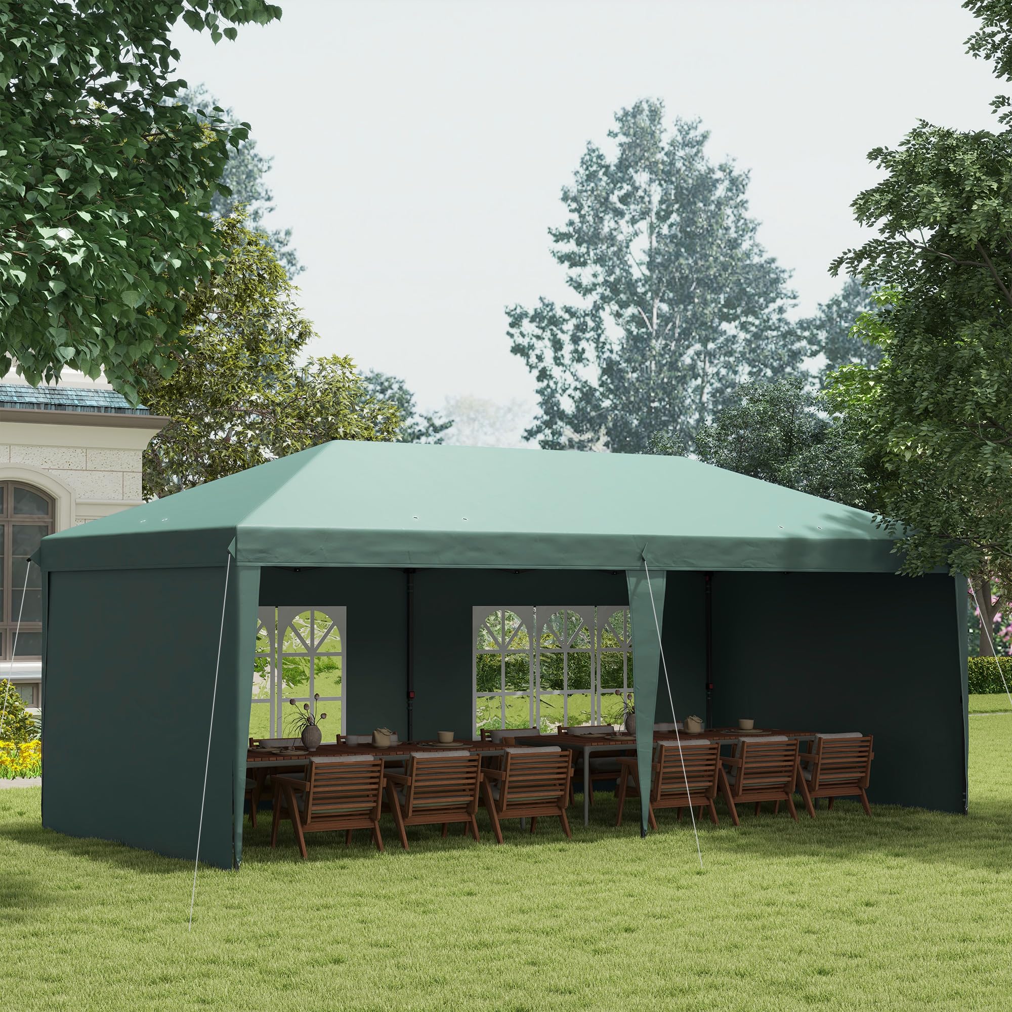Outsunny 10' x 20' Heavy Duty Pop Up Canopy Tent with 4 Sidewalls & Carrying Bag - Instant Outdoor Gazebo for Parties, Garden, Patio, Camping, Beach, and Backyard Events