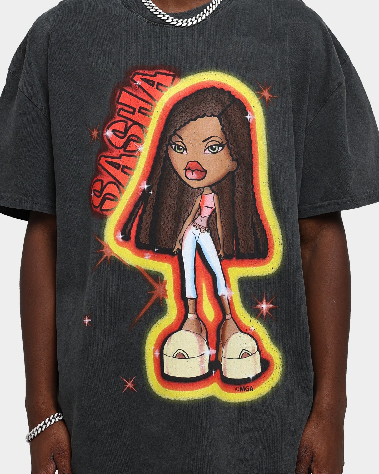 Vintage Bratz Sasha Heavyweight T-Shirt - Black Wash | American Thrift Style | Perfect for 90s Nostalgia & Streetwear Fashion