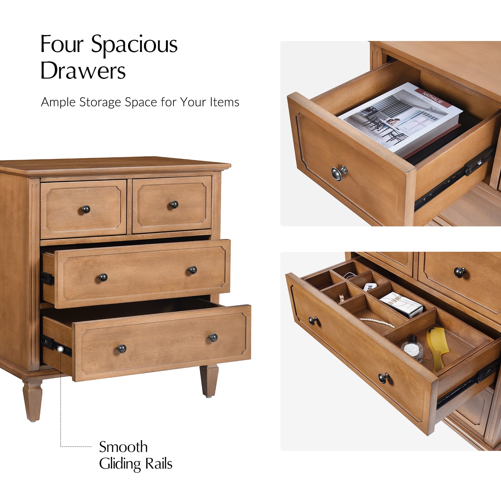 Isidro Accent Chest of Drawers with USB Charging Station - Modern Bedroom Dresser with 3 Drawers & Built-in Power Outlets - Perfect for Bedside Storage & Device Charging in Home, Office or Dorm Room