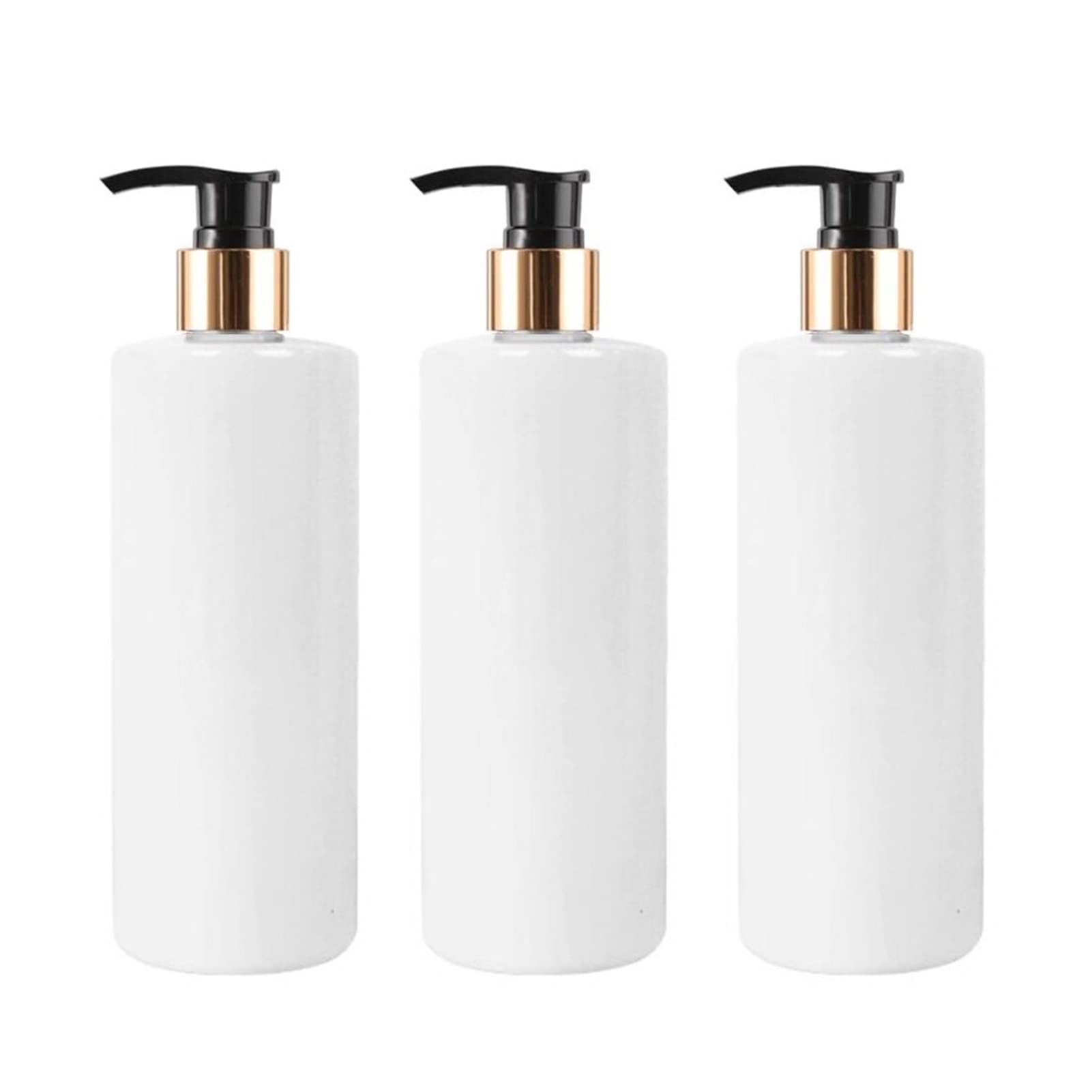 3-Pack 500ml Refillable PET Soap Dispenser Bottles with Pump - Gold & Black - Portable Automatic Shampoo & Lotion Dispensers for Bathroom, Kitchen, and Travel Use