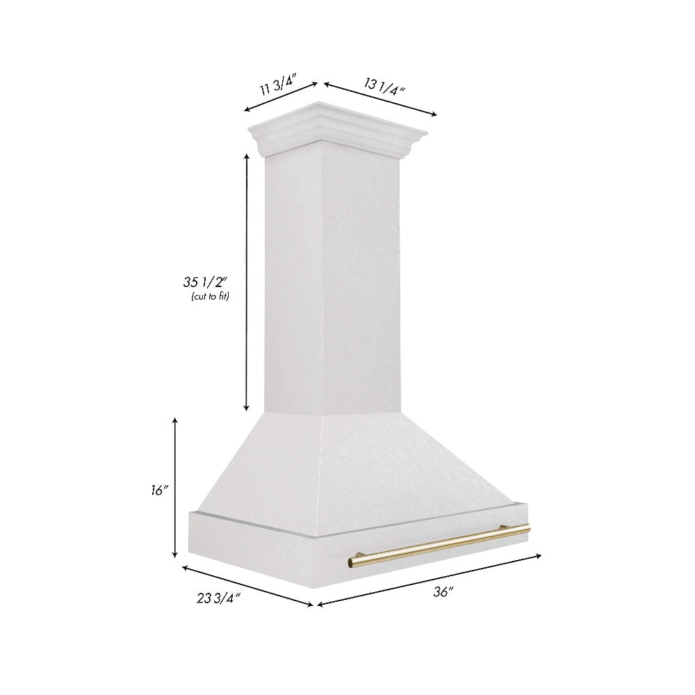 ZLINE Autograph Edition 36 Inch Stainless Steel Wall Mount Range Hood with Matte Black Handle - Professional Kitchen Ventilation for Home Chefs (8654SNZ 36 MB) | Perfect for Modern Kitchens & Open Concept Homes