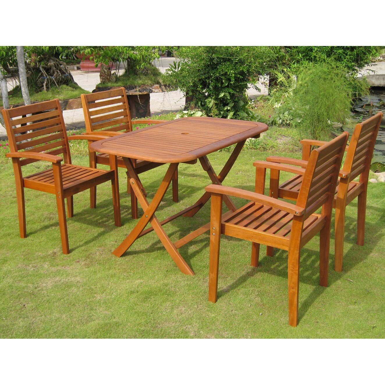 Seva Royal Tahiti 5-Piece Patio Furniture Set - Outdoor Wicker Sofa & Coffee Table - Perfect for Garden, Poolside & Backyard Relaxation