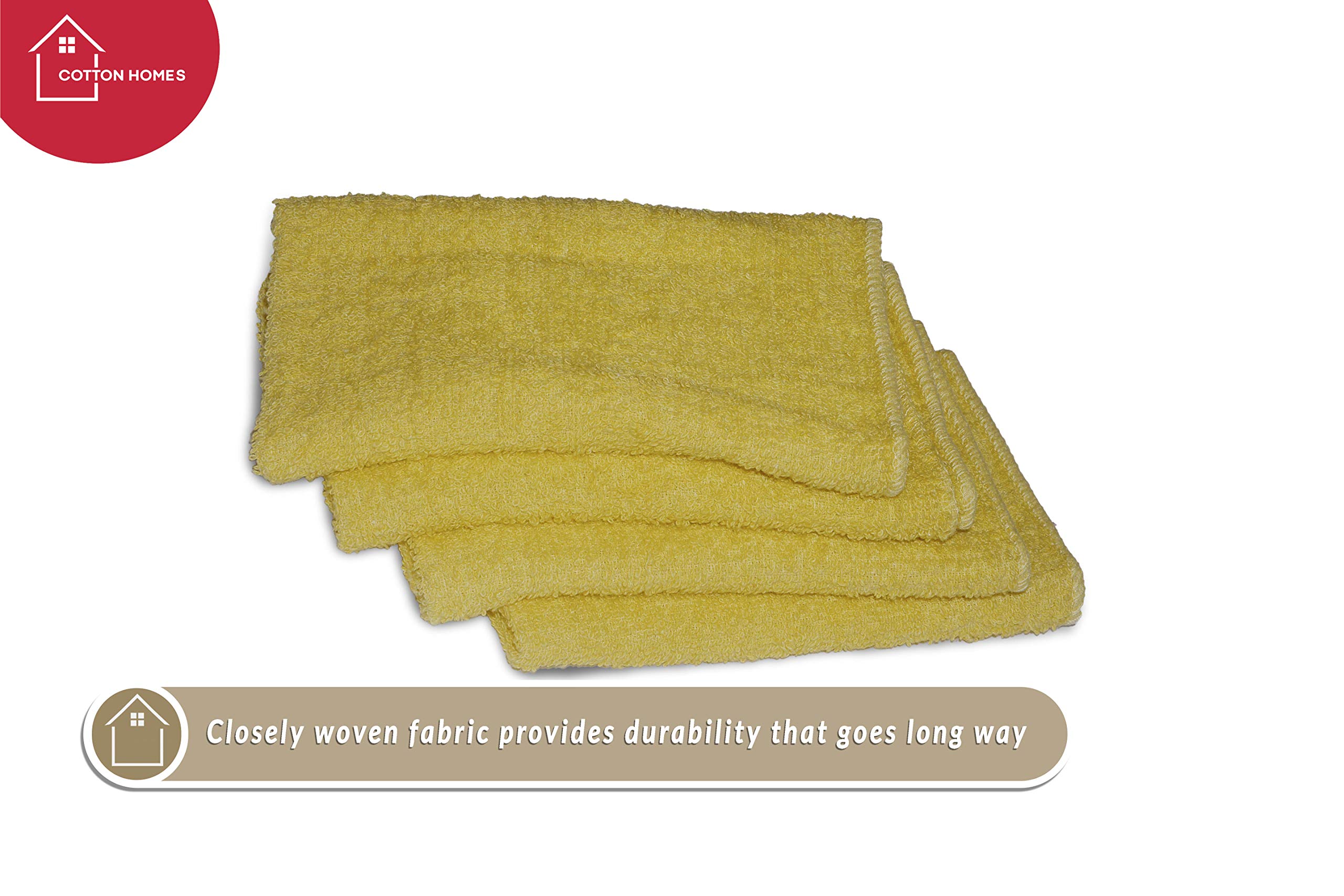 12x16 Inch Multipurpose Cleaning Towels (36-Pack) - 100% Premium Cotton & Microfiber Blend, Eco-Friendly Yellow Cleaning Rags for Kitchen, Bathroom, Car, Hotel, Spa, Gym & Salon Use