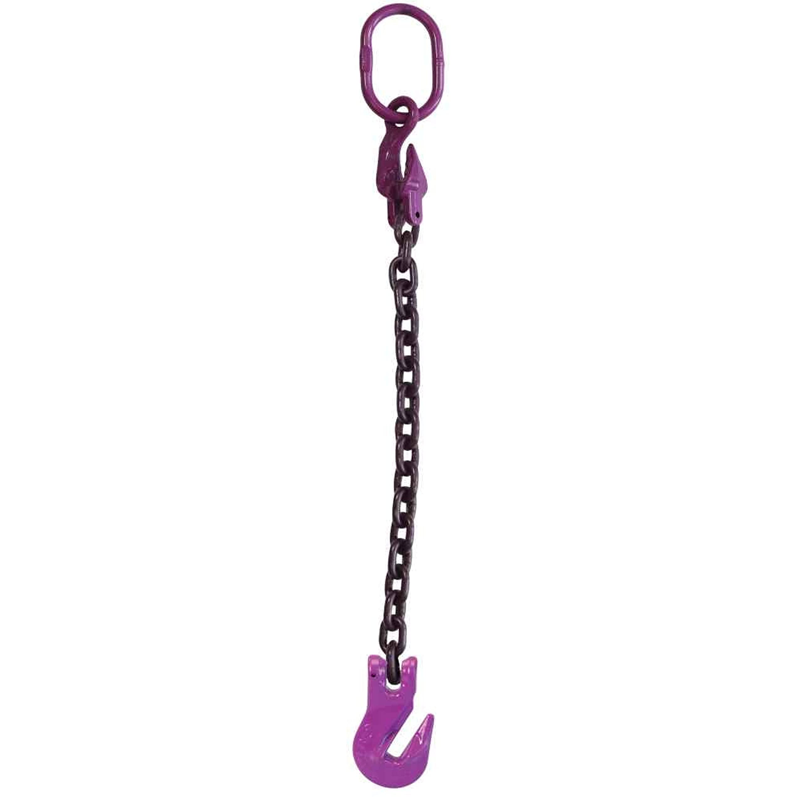 3/8 Inch x 15 Foot Adjustable 1-Leg Chain Sling with Grab Hook - Grade 100 Alloy Steel Overhead Lifting Sling for Heavy Cargo - Perfect for Warehouse, Construction & Industrial Material Handling